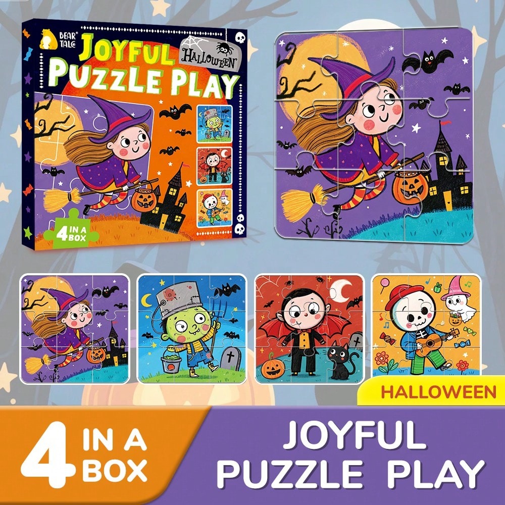 Kids Toys Xmas - 4-in-1 Halloween Puzzles for Kids Jigsaw