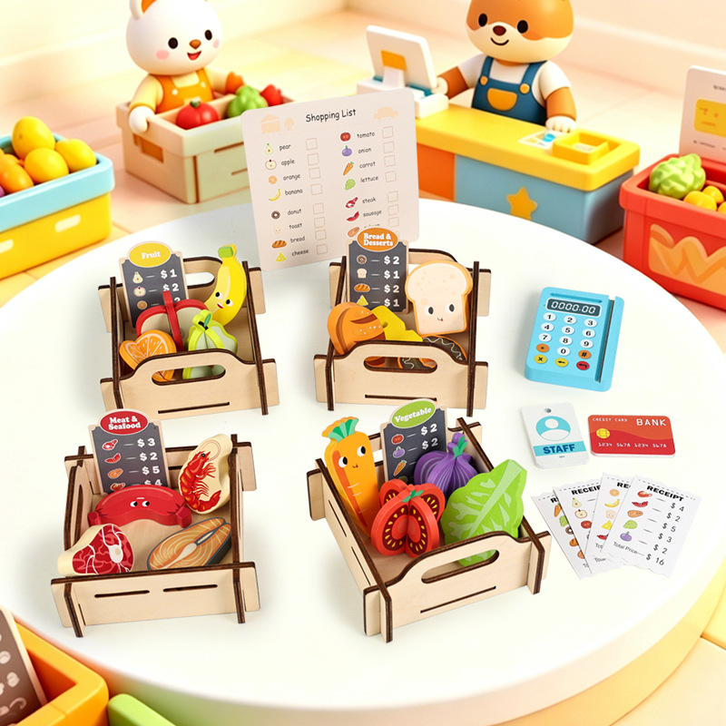 Wooden Supermarket Pretend Pla - огляд і ціна Toy Cash Register